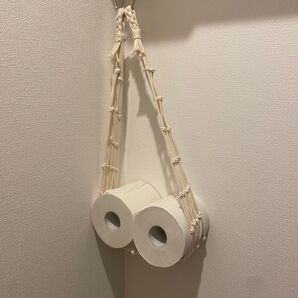 トイレットペーパーホルダー 吊り下げ式 収納 ナチュラル ハンドメイド