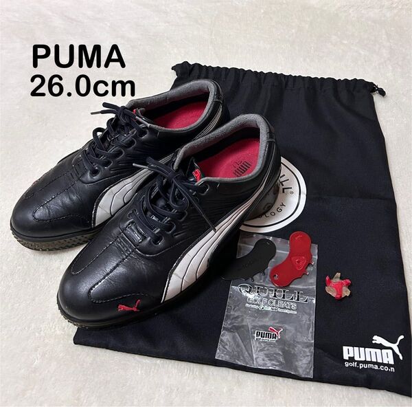 プーマ ゴルフシューズ ブラック ツアーフュージョン メンズ 26.0 PUMA スパイク 黒