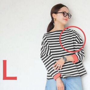 神戸レタス ボーダーロンT 田中亜希子 チャコール×ピンク L