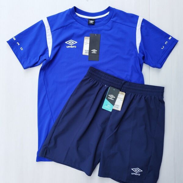 上下セット Tシャツ ショートパンツ サッカー フットサル 新品未使用 アンブロ メンズ М L ブルー 半袖 セット