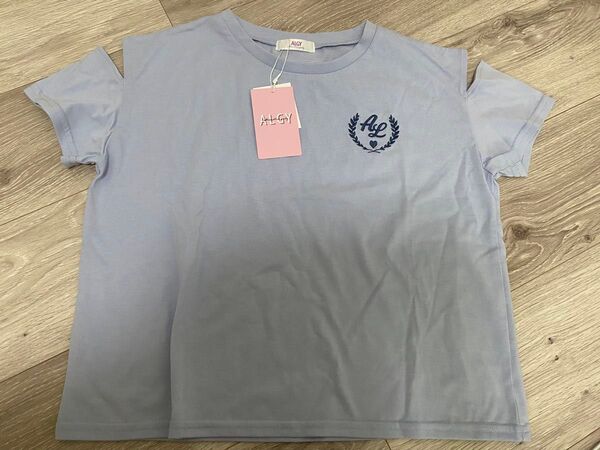 新品未使用タグ付き ALGY 肩開きTシャツ半袖 150 ブルー定価1790円 S 150