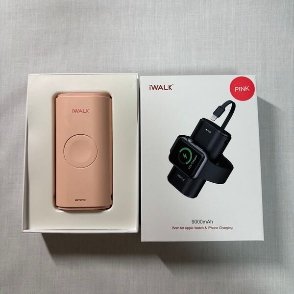 iWALK モバイルバッテリー&Apple Watch充電器 ピンク