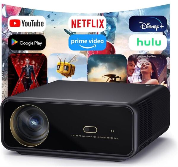 新品未使用!1000ASNI Android TV搭載 COOAU プロジェクター 1080P 4k 自動台形補正オートフォーカス