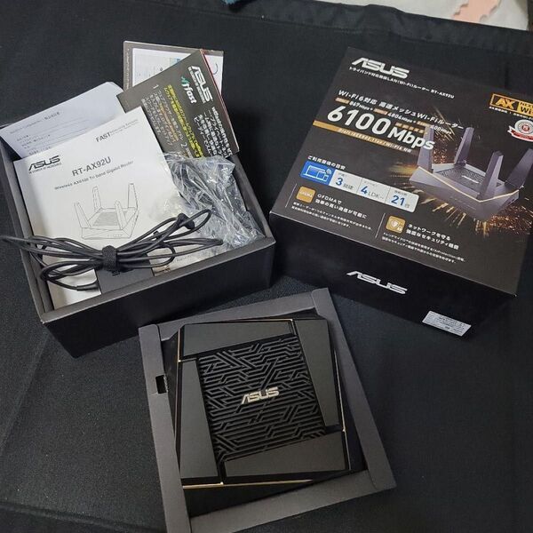 ★超高速★WiFi6美品完動品★ASUS RT-AX92U/トライバンド/ゲーミング/3階建/4LDK~メッシュ/最大2GBWAN