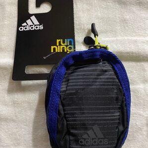 未使用★adidas ランキングポーチ ウォーキング マラソン 小物入れなどに ブラック×ブルー★