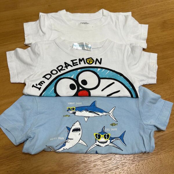 子供服 Tシャツ 3枚セット ドラえもん サメ柄 無地 90サイズ