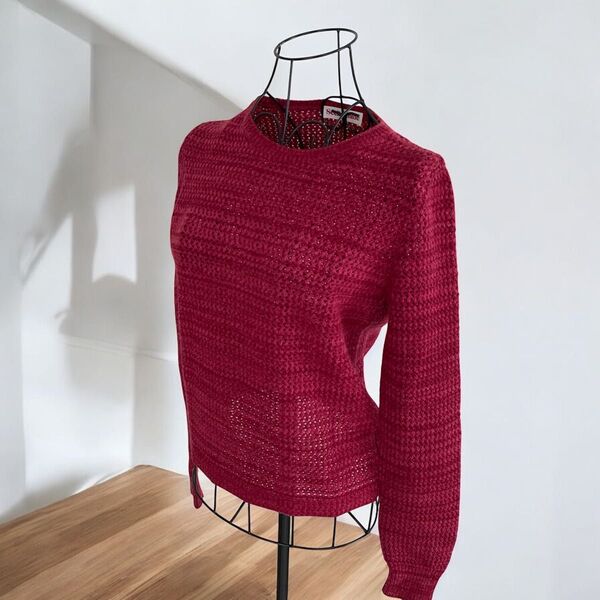 美品 シーバイクロエ SEE BY CHLO 透かし編み ニット ローズピンク ニット 長袖 セーター トップス プルオーバー