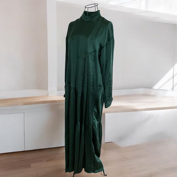 【美品】pelleq ペレック シルク100% ロングワンピース ドレス M L