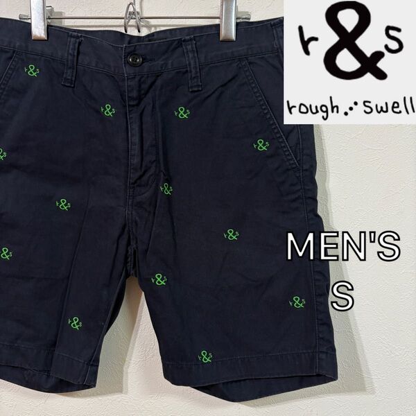 【rough & swell】総ロゴショートパンツ ゴルフ メンズS ネイビー ラフアンドスウェル