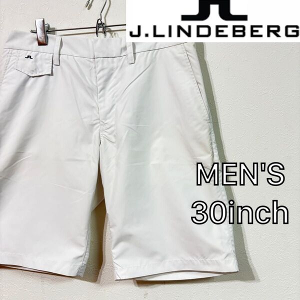 【J.LINDEBERG】ナイロンショートパンツ 30inch ゴルフ ホワイト ジェイリンドバーグ メンズ ハーフパンツ