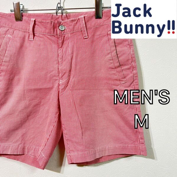 【JACK BUNNY!!】チェックショートパンツ ゴルフ メンズM レッド ジャックバニー ハーフパンツ