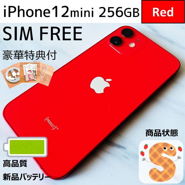 【極美品☆】iPhone12mini 本体 Red 256GB SIMフリー