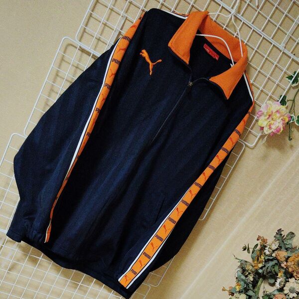 PUMA ジャージ トラックジャケット ネイビー×オレンジMENS