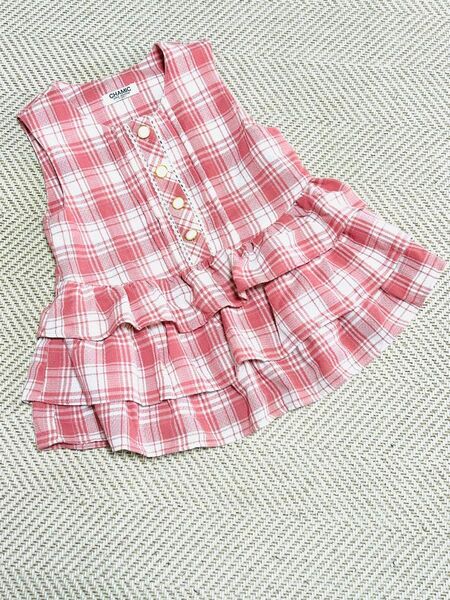 kidキッズ100サイズチェック柄ノースリーブワンピース 新品未使用