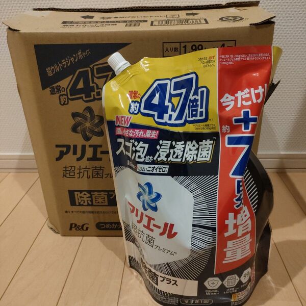 アリエール 超抗菌プレミアム 除菌プラス 1.99kg×4袋 通常の約4.7倍 詰め替え用