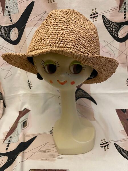 USED 無印良品 MUJI たためる中折れハット ラフィアハット ナチュラル 57.5cm 紫外線対策