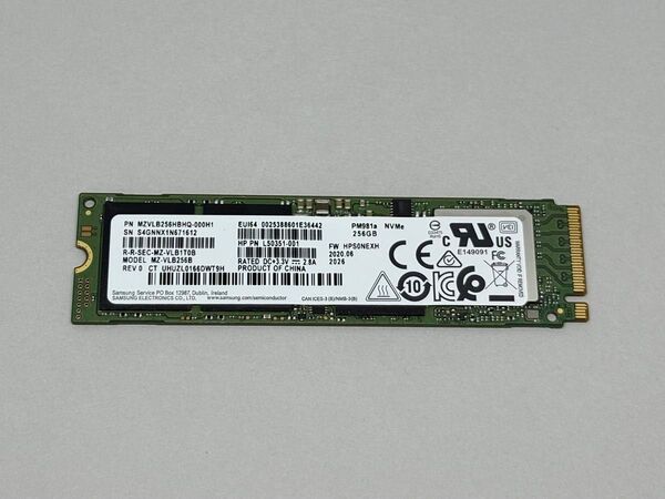 HP Z2 G4純正★SAMSUNG PM981a 256GB NVMe PCIe SSD★使用:3974時間,電源:3080回
