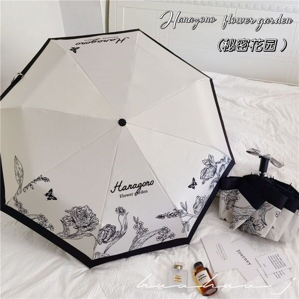 晴雨兼用 手動 超軽量 UVカット 折りたたみ傘 日傘 新発売 ins白黒