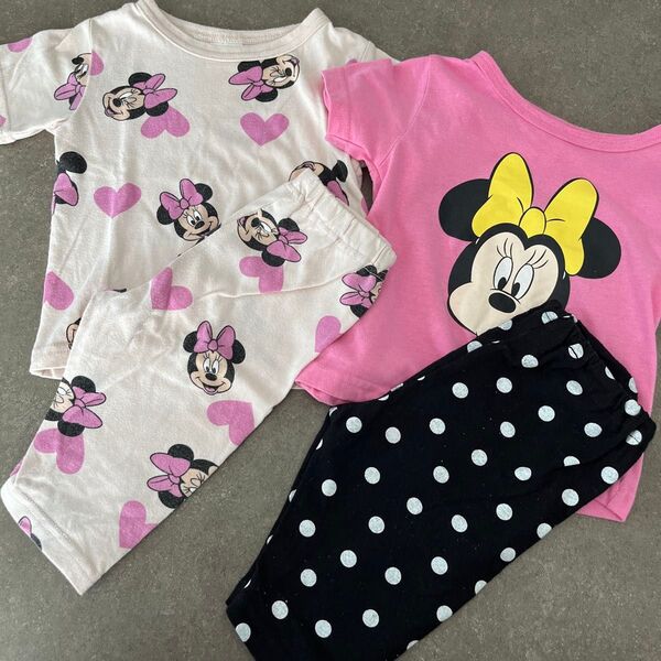 パジャマ 半袖 女の子 キッズ Tシャツ 上下セット ミニー ディズニー 寝巻き 部屋着 半袖Tシャツ 短パン 90 90cm
