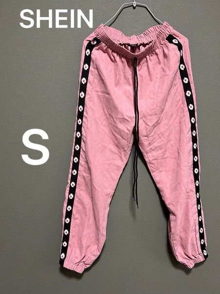 SHEIN シーイン レディース パンツ ピンク ライン花柄 Sサイズ