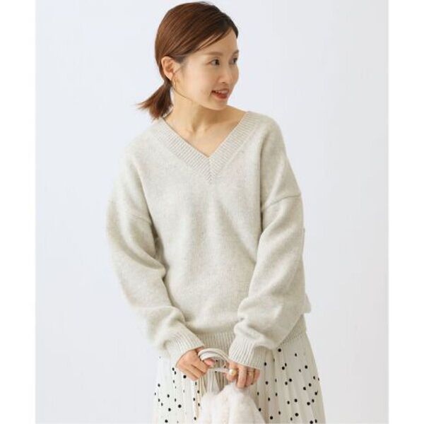 IENA AQUA Vネックプルオーバー ニット カシミヤ グレー