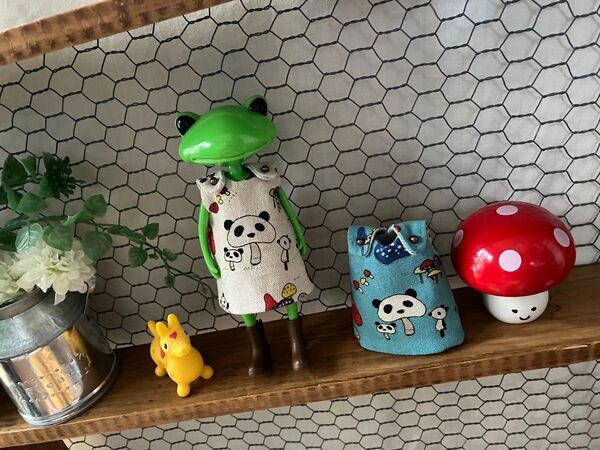 パンダきのこちゃん ワンダーフロッグ ワンピース ハンドメイド 白系