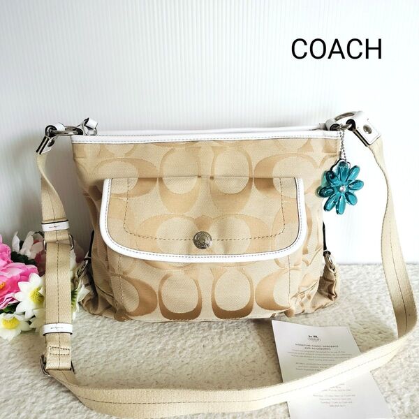 極美品☆ COACH コーチ シグネチャー ショルダーバッグ デイジーファイルバッグ ベージュ