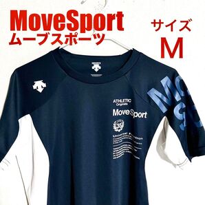 DESCENTE MoveSport ムーブスポーツ 半袖Tシャツ ネイビー メンズ Mサイズ ランニング ジョギング