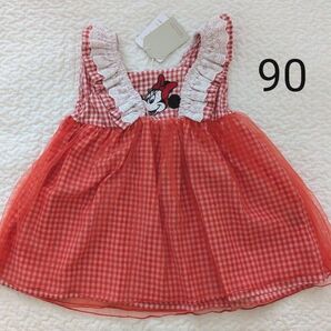 ルルアミ ミニー ディズニー しまむら ワンピース チェック 90 バースデイ