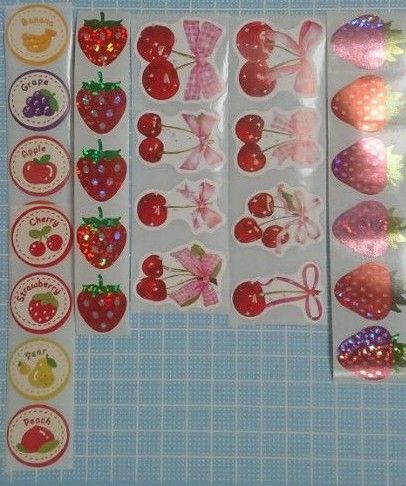 ご褒美シール いちごシール フルーツシール ドーナツシール カップケーキシール さくらんぼシール 切り売り 300枚