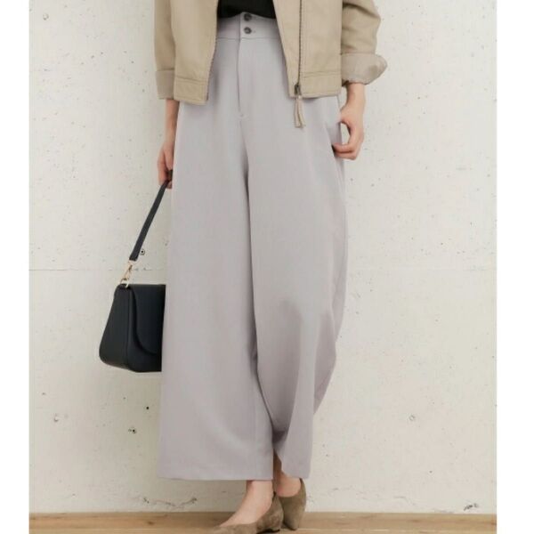 URBAN RESEARCH Sonny Label ハイウエストワイドパンツ ライトグレー