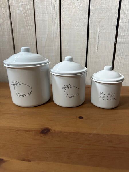 キャニスター3個セット ねこデザイン 保存容器 キッチン雑貨