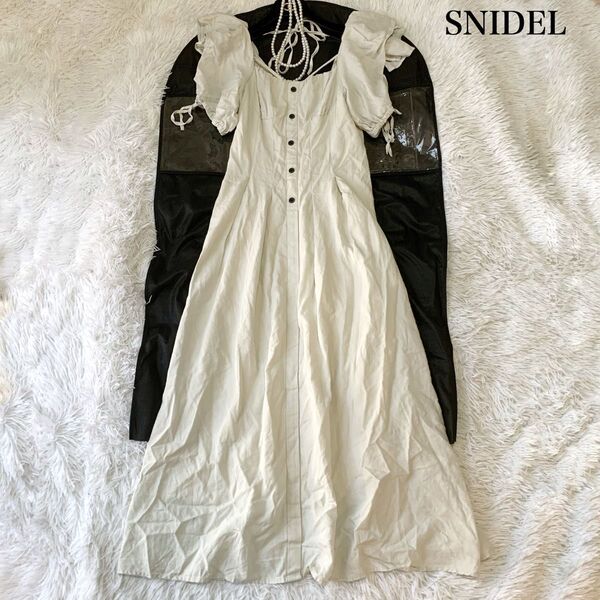 SNIDEL スナイデル スリーブデザインスクエアネックワンピース ロング フレア 1サイズ 22年 定価1.6万