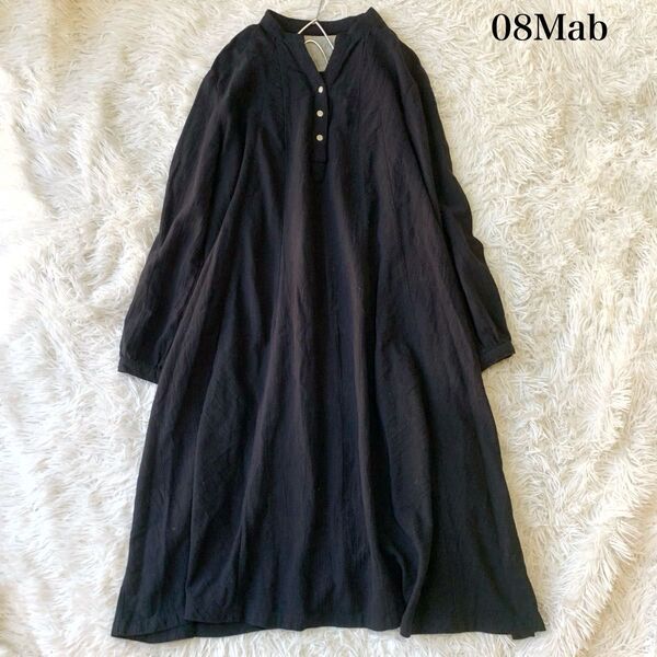 08Mab ゼロハチマブ スキッパーシャツ ロングワンピース Aライン フリーサイズ 楊柳素材 オーバーサイズ ナチュラル系