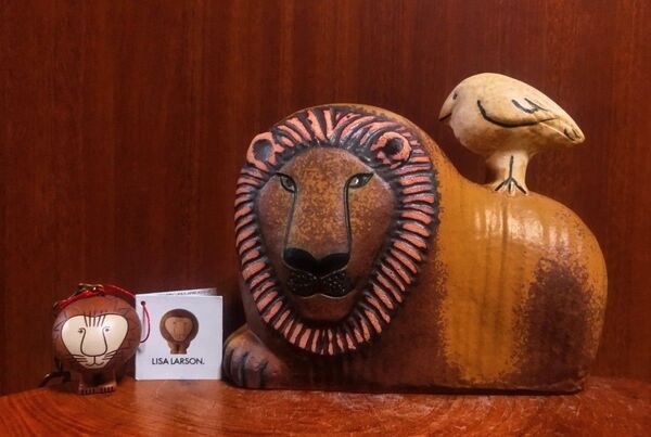 リサラーソン ライオンウイズバード&ライオンキーホルダー 北欧 美品