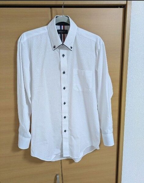 Yシャツ工房 長袖 メンズ 形態安定 Yシャツ ボタンダウン 白 ホワイト M