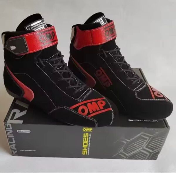 新品 OMP レーシングシューズ F1 カート用耐燃性 ブラック/レッド 42 (26.5cm)