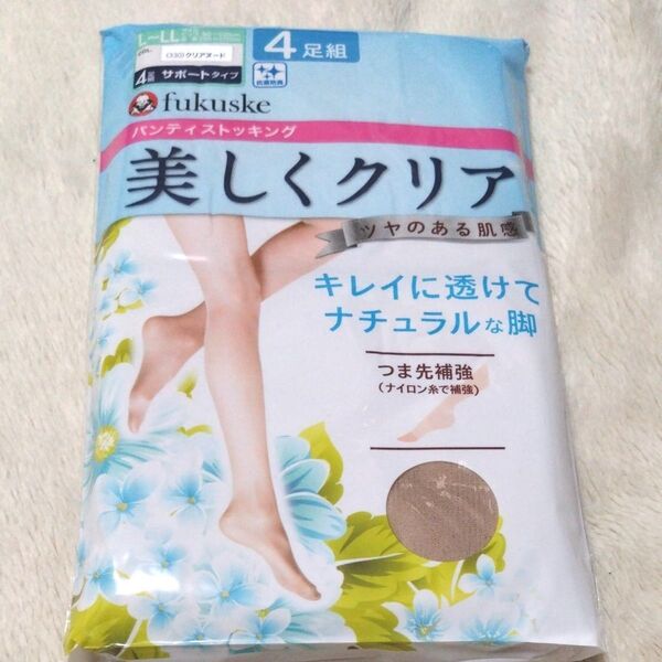 ①福助 fukusuke フクスケ レディース パンティストッキング L〜LLサイズ 4足組