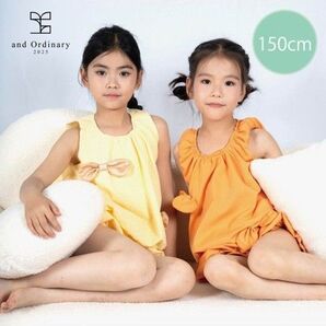 【and Ordinary】リボン付きバルーントップス ショートパンツ セット ナチュラルガーリー ルームウェア 150