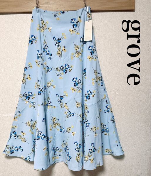 新品 grove ボタニカルプリントスカート M