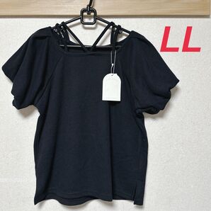 新品 しまむら 辻希美 ワッフル袖バルーンプルオーバー LL