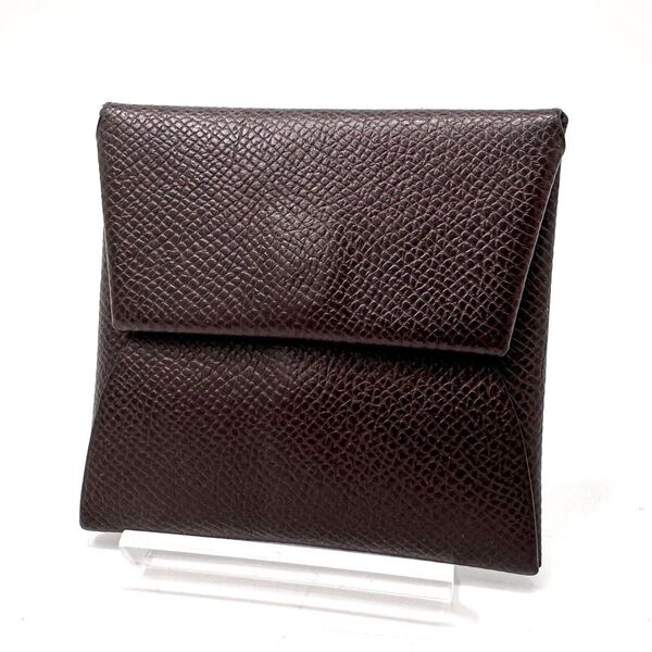 【美品】HERMES エルメス バスティア コインケース 刻印Z エプソン エベンヌ 21年 シボ革 レザー 焦茶 ダークブラウン