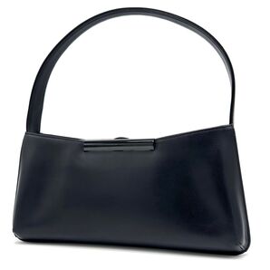 【美品】GIVENCHY ジバンシー ハンドバッグ フォーマル 肩掛け アクセサリーポーチ ロゴ金具 レザー 本革 ブラック 黒