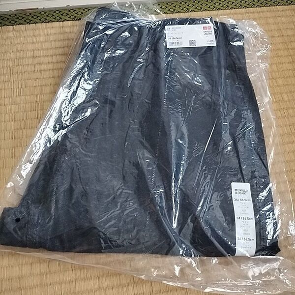 美品 ユニクロ ワイドフィットテーパードジーンズ ブルー W34(86.5cm)