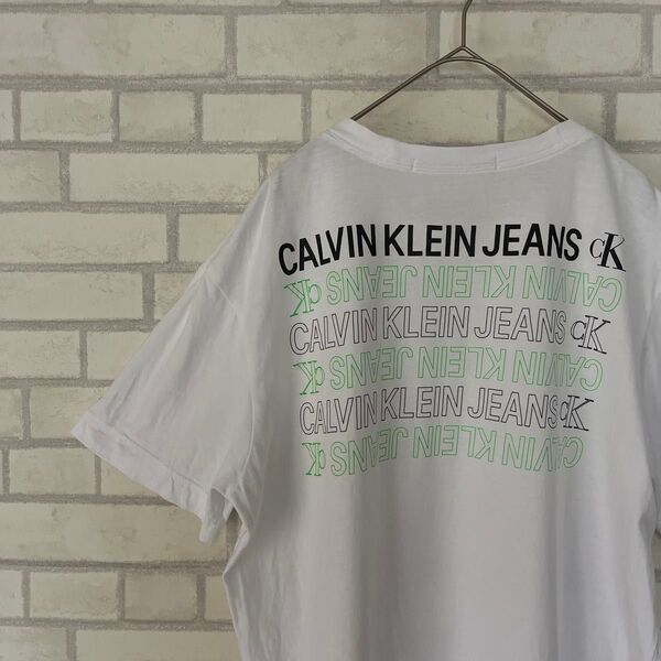 カルバンクライン ジーンズ Tシャツ 両面ロゴプリント ホワイト 白