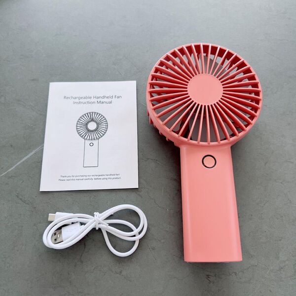 携帯扇風機 ハンディファン 卓上扇風機 小型 充電式 サーモンピンク ポータブル デスクファン ハンディ扇風機 扇風機 USB