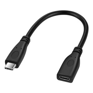 USB C 延長線 0.2m USB C 3.1延長線C型オス-メス ケーブル ブラック