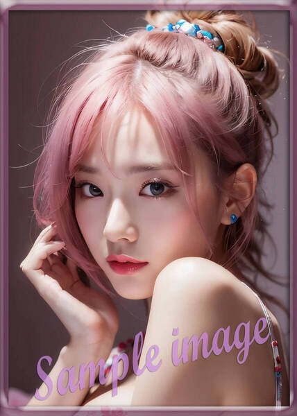 送料無料◇4点で1点無料◇H◇カラフルヘア美女◇高画質◇A4◇イラストアートポスター◇11545◇グラビアアイドル写真◇美脚◇実写