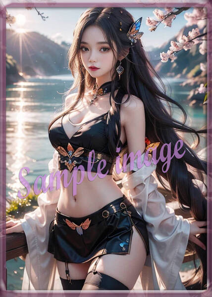 送料無料◇4点で1点無料◇E◇桜吹雪2.5次元美女new◇高画質◇A4◇イラストアートポスター◇11442◇グラビアアイドル写真◇美脚◇実写
