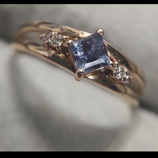 天然アレキサンドライト 0.28ct K18 リング